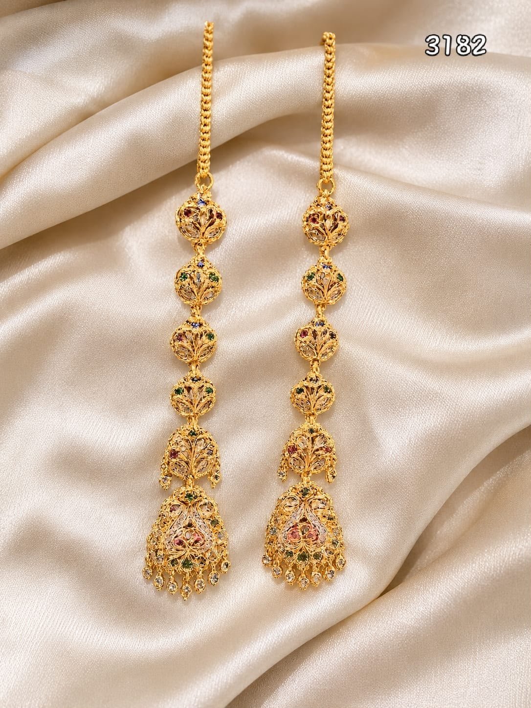 Grm gold polish guaranty earrings with jhele