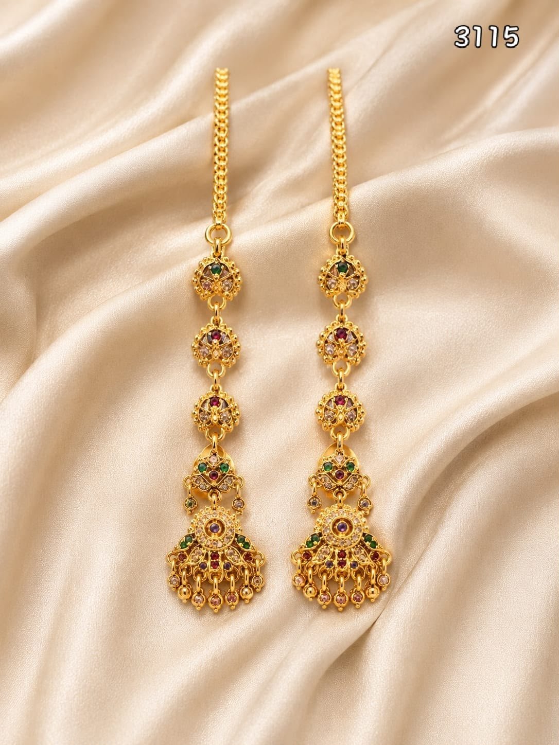 Grm gold polish guaranty earrings with jhele
