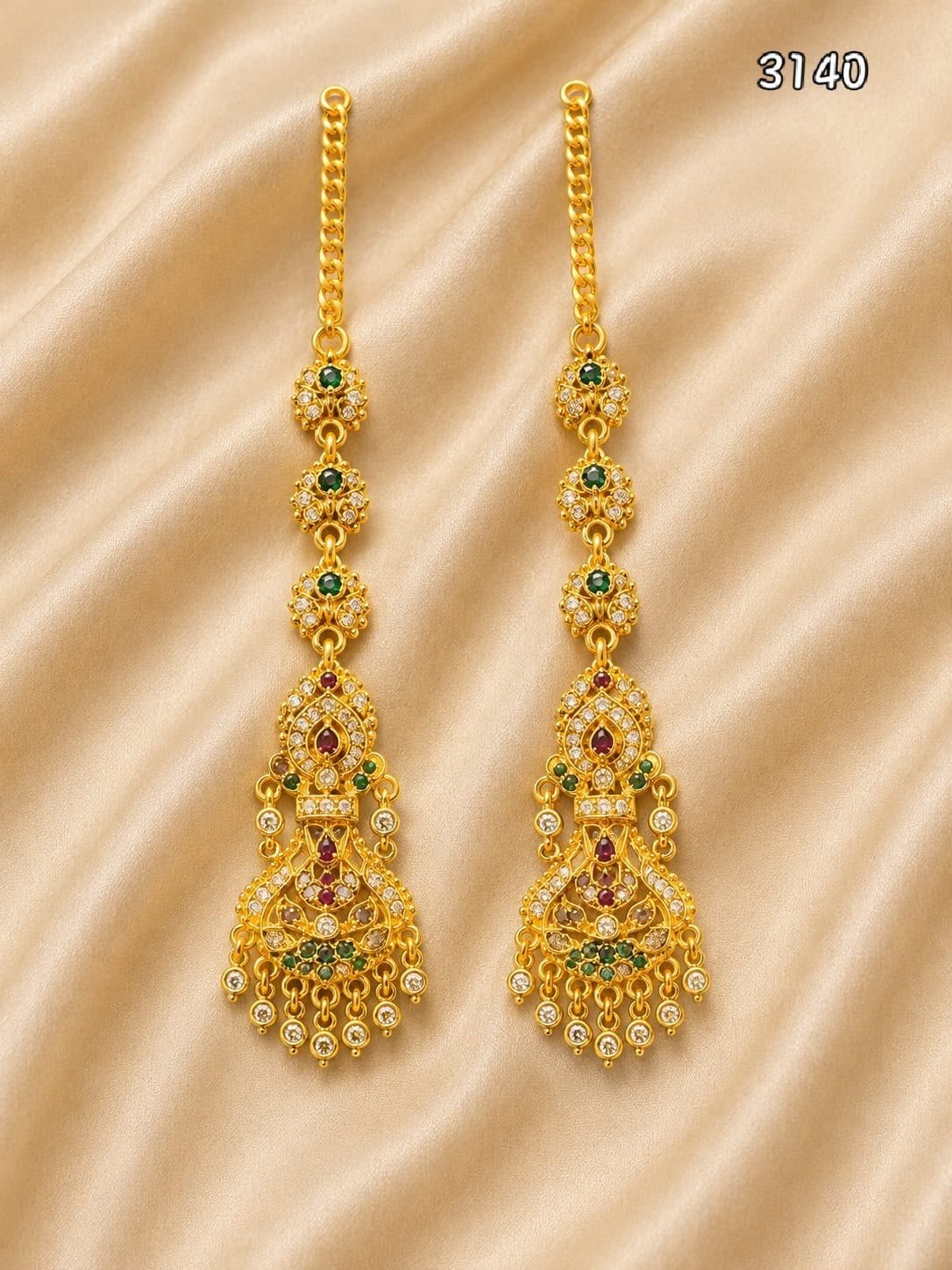 Grm gold polish guaranty earrings with jhele