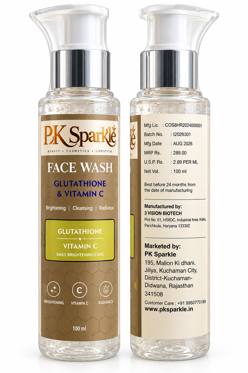 Face Wash Glutathione & Vitamin C, Daily Brightening Care, Cleansing & Radiance, 100 ml image 3
