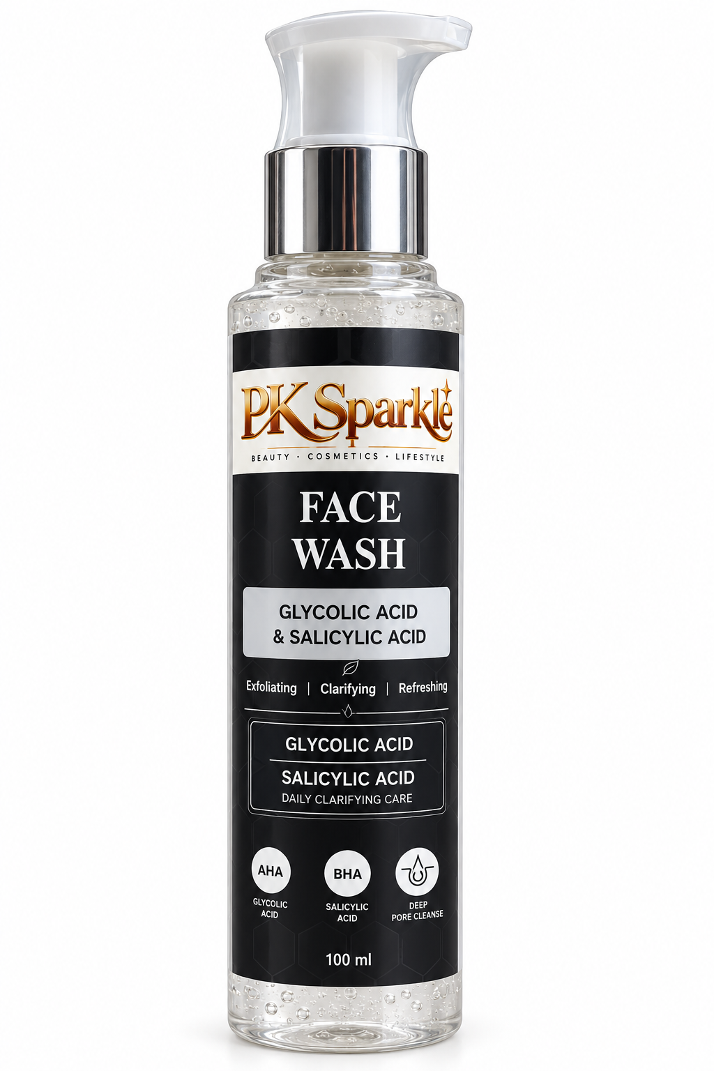 Face Wash Glycolic Acid & Salicylic Acid Face Wash, AHA BHA Daily Clarifying Care image 2