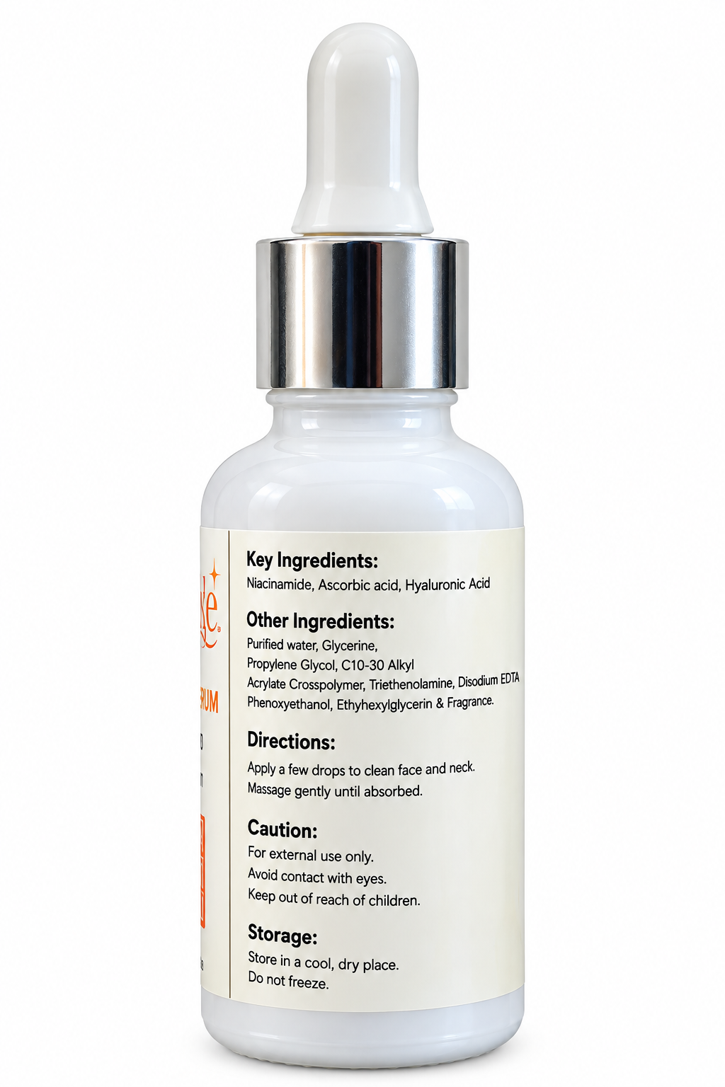 Face Serum HA + Vitamin C with Niacinamide, Ascorbic Acid & Hyaluronic Acid, Hydrating, Brightening & Radiance Care, 30 ml image 2