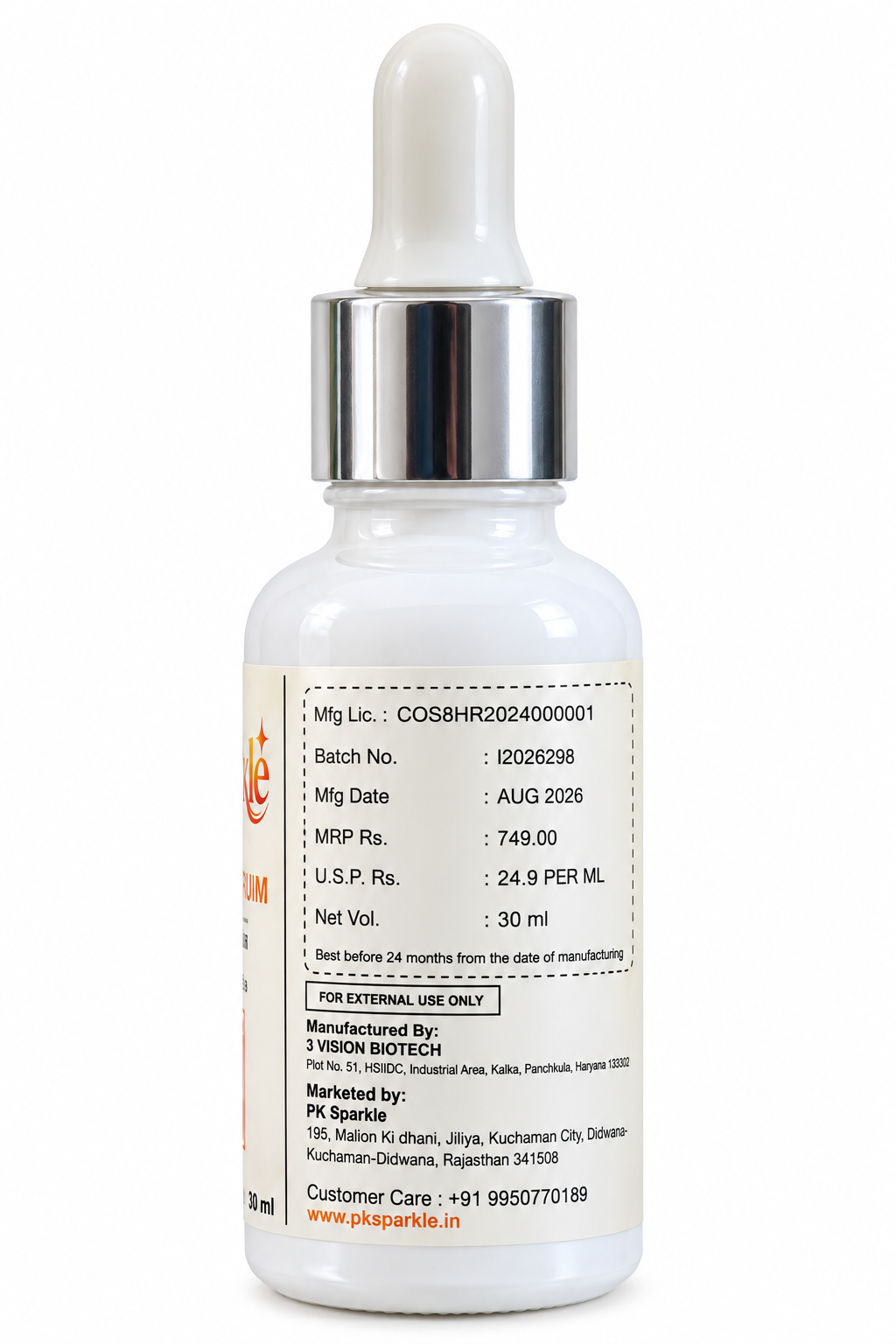 Face Serum HA + Vitamin C with Niacinamide, Ascorbic Acid & Hyaluronic Acid, Hydrating, Brightening & Radiance Care, 30 ml image 3