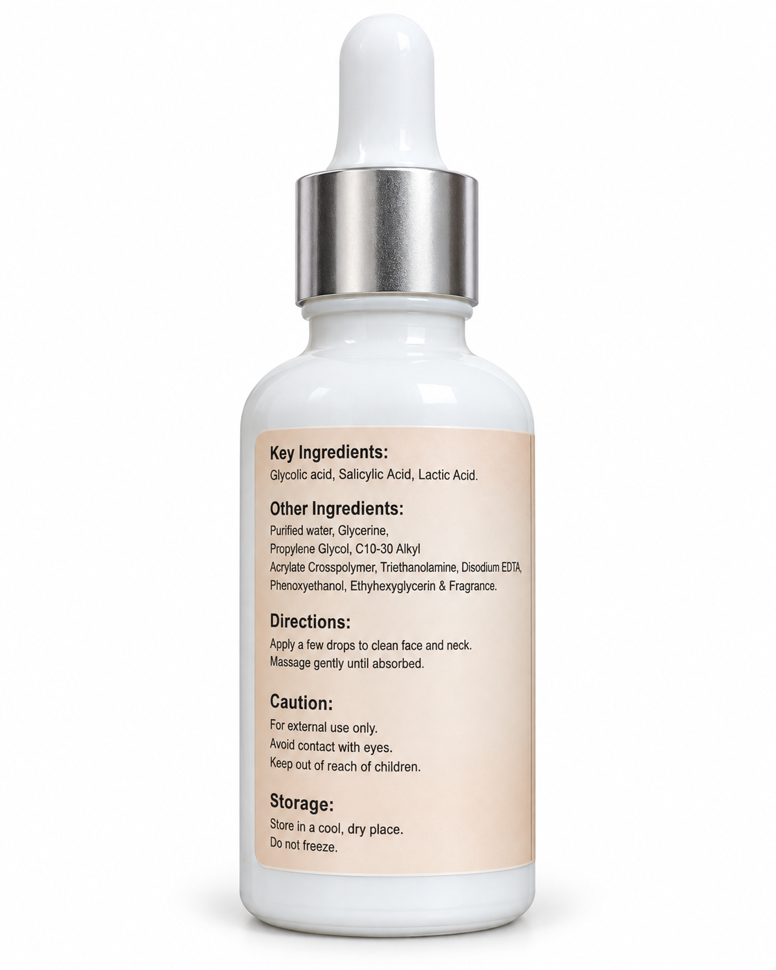 Face Serum AHA & BHA with Glycolic Acid, Salicylic Acid & Lactic Acid, Brightening, Hydrating & Radiance Care, 30 ml image 2