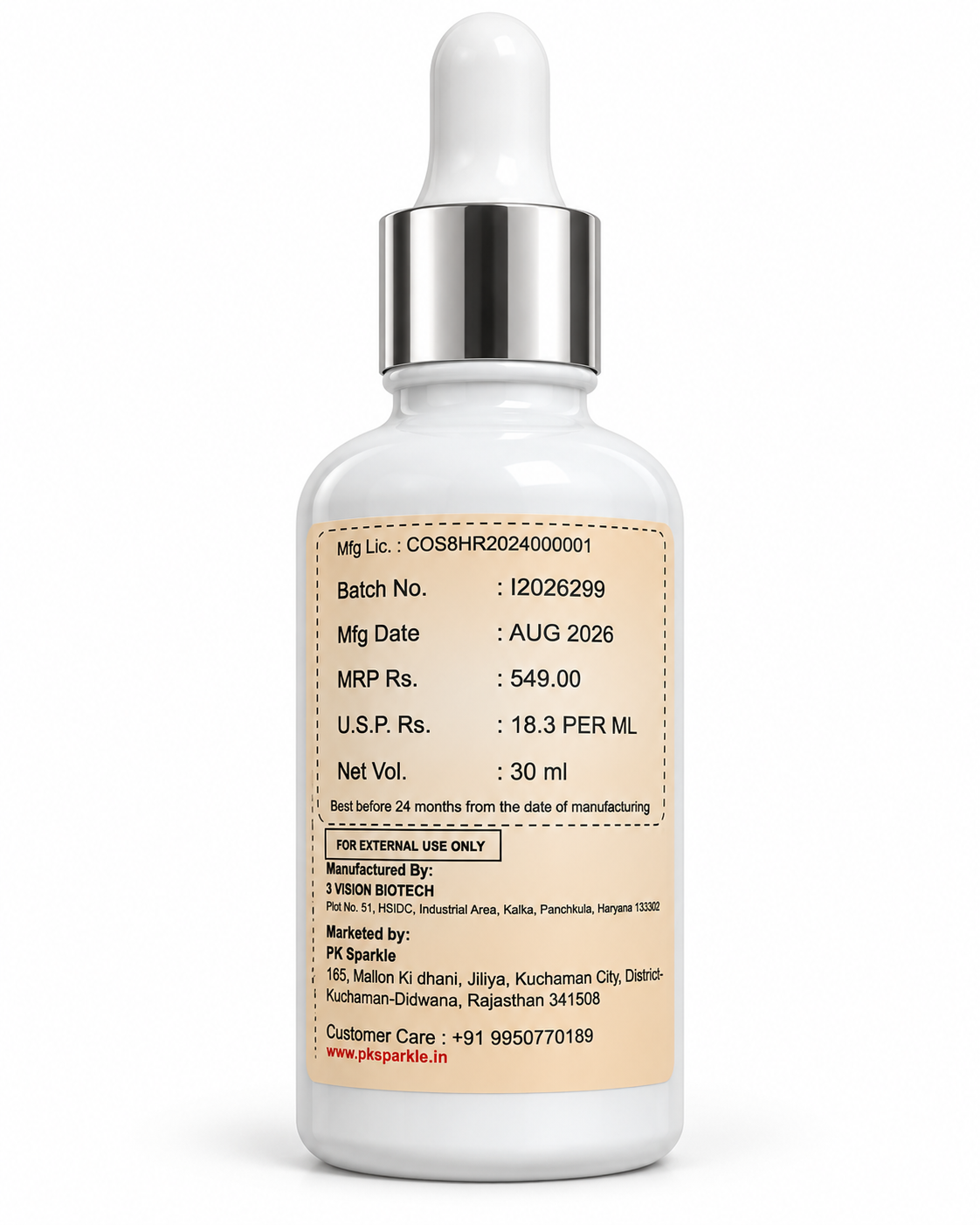 Face Serum AHA & BHA with Glycolic Acid, Salicylic Acid & Lactic Acid, Brightening, Hydrating & Radiance Care, 30 ml image 3