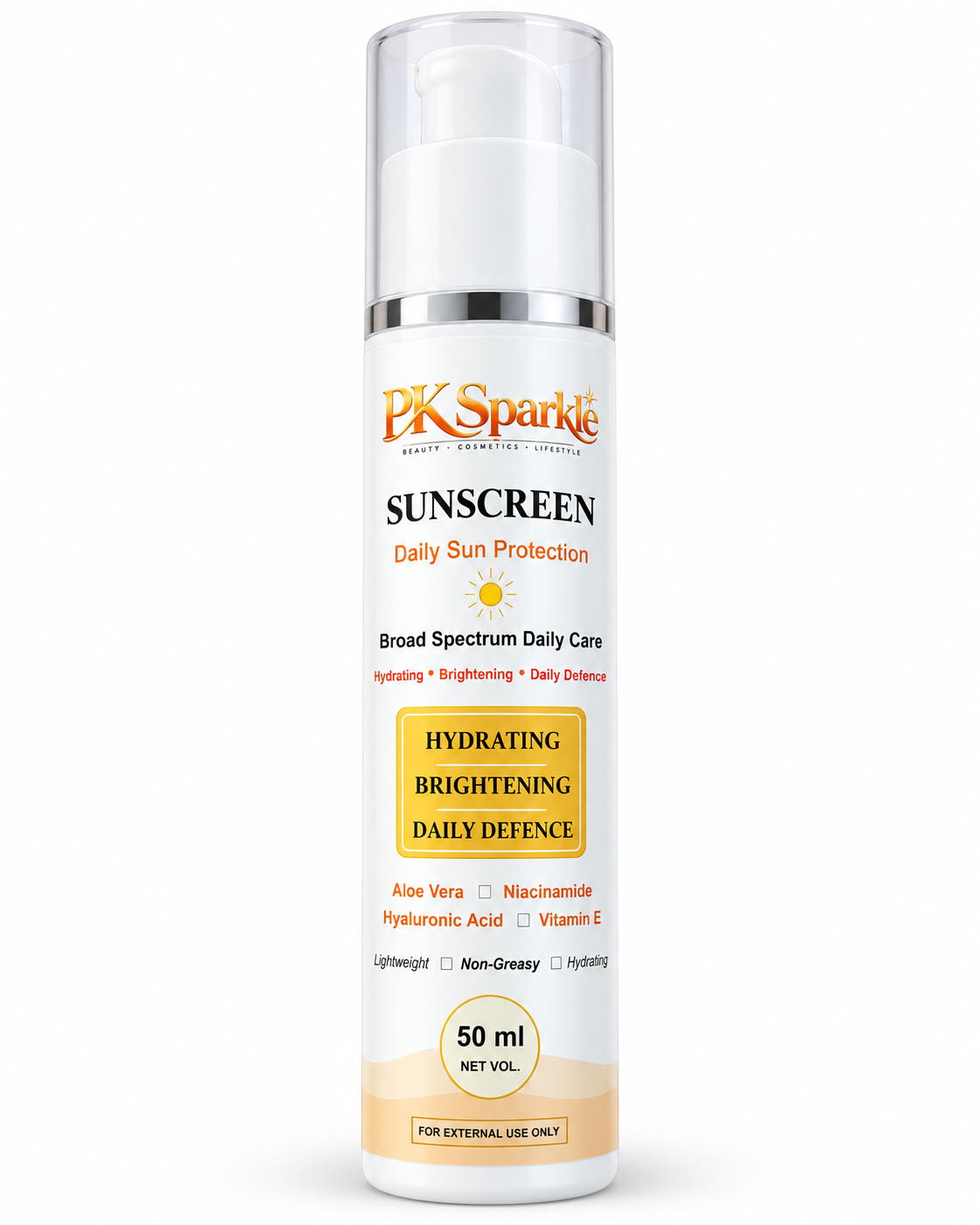 Sunscreen with Aloe Vera, Niacinamide, Hyaluronic Acid & Vitamin E, Hydrating, Brightening & Daily Defence, 50 ml image 3