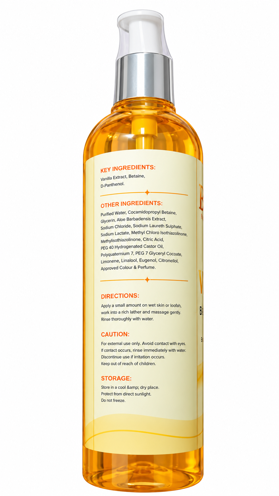 Vanilla Body Wash with Vanilla Extract, Betaine & D-Panthenol, Refreshing, Hydrating & Nourishing, 250 ml image 3