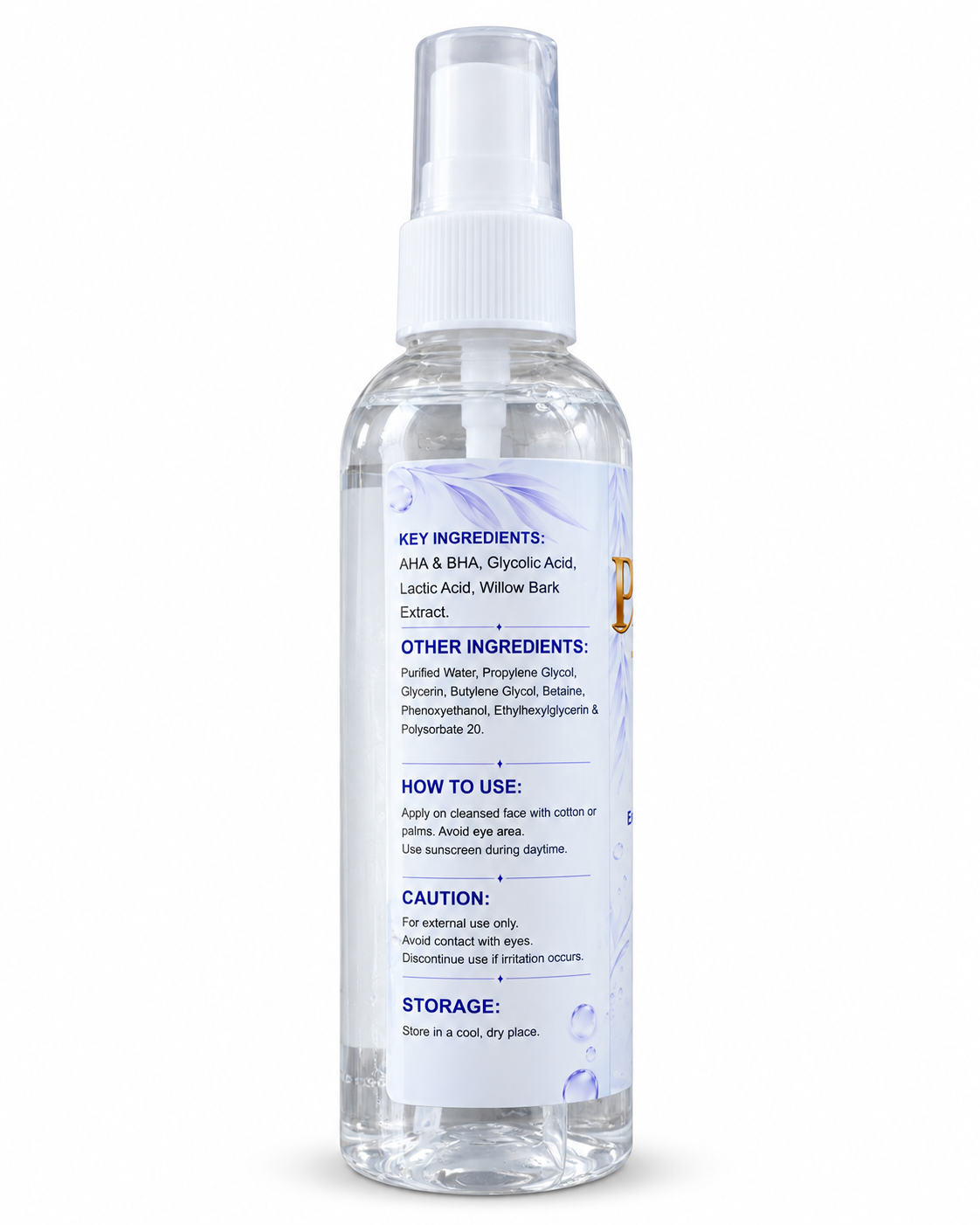 Toner AHA & BHA with Glycolic Acid, Lactic Acid & Willow Bark Extract, Exfoliating, Clarifying & Smoothing, 100 ml image 2