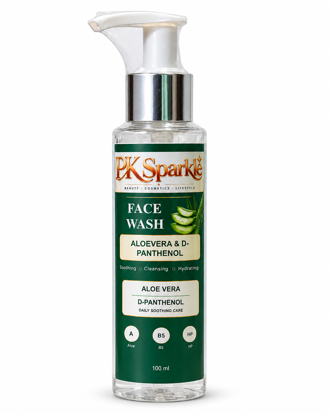 Aloe Vera & D-Panthenol Face Wash, Soothing, Cleansing & Hydrating Daily Face Cleanser, 100 ml