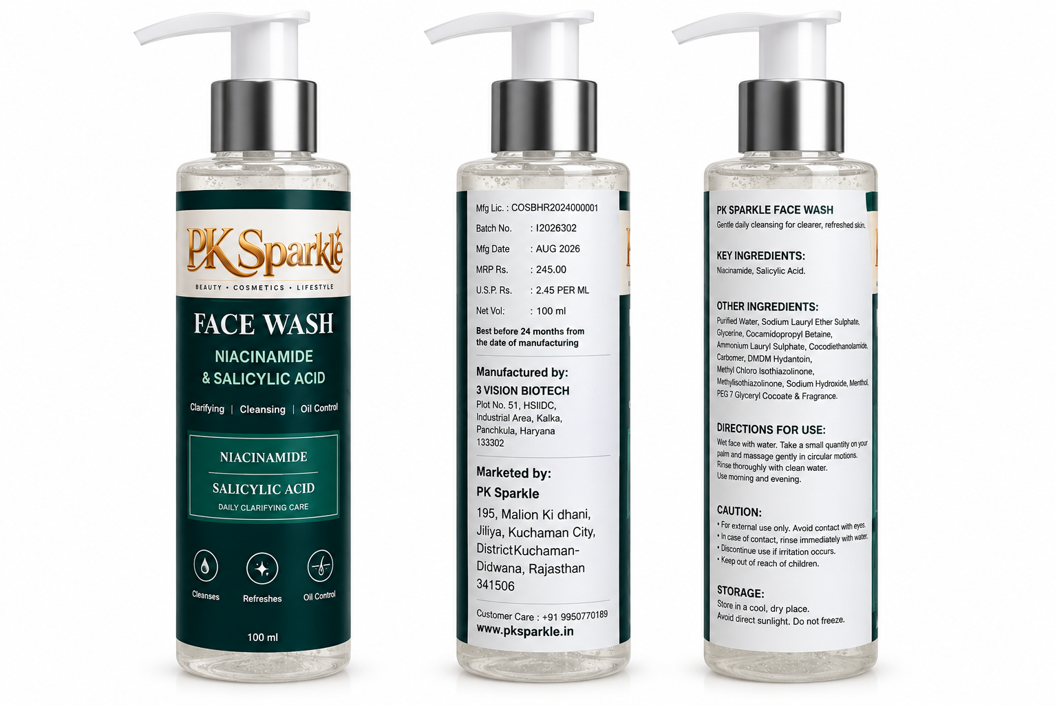 Niacinamide & Salicylic Acid Face Wash, Clarifying, Cleansing & Oil Control, Daily Face Cleanser, 100 ml image 4