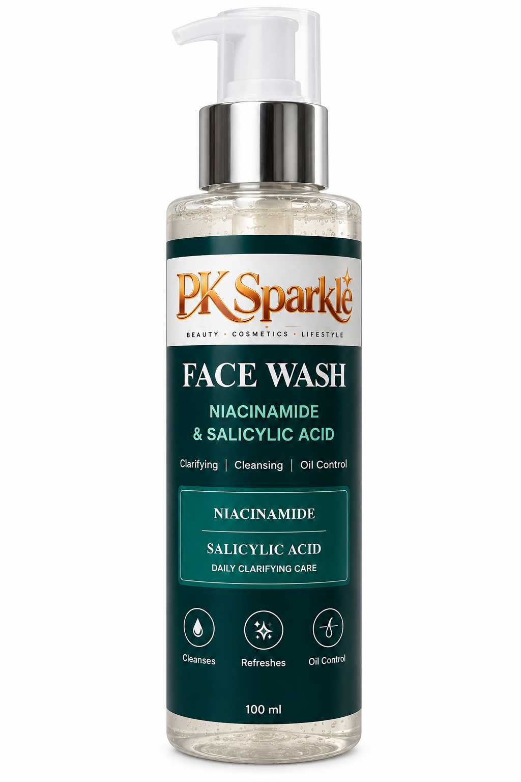 Niacinamide & Salicylic Acid Face Wash, Clarifying, Cleansing & Oil Control, Daily Face Cleanser, 100 ml